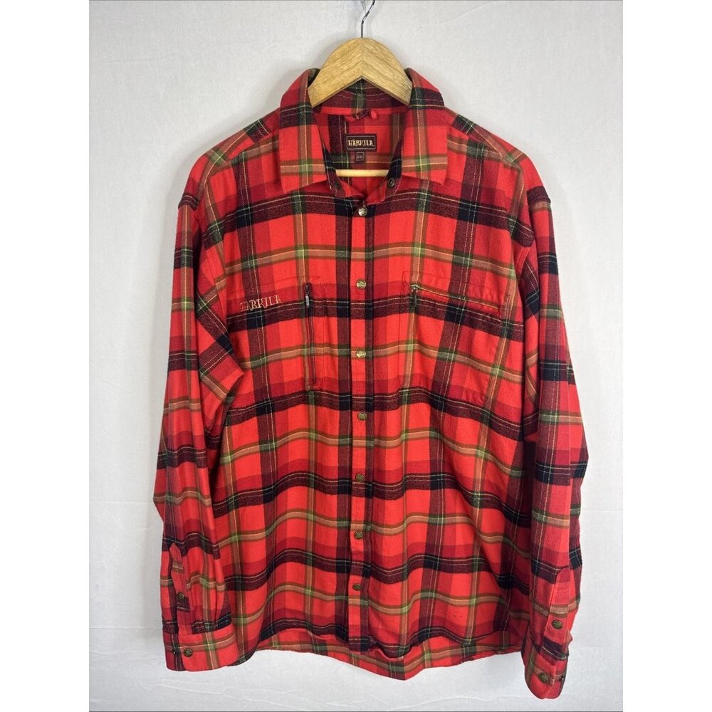 Härkila Red Plaid Flannel Shirt‎ XXL Heavyweight Cotton Portugal